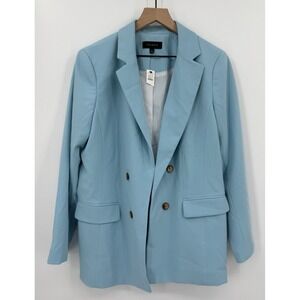 Talbots Blazer Womens 14 Blue Button Jacket Open Lightweight Office Career NEW